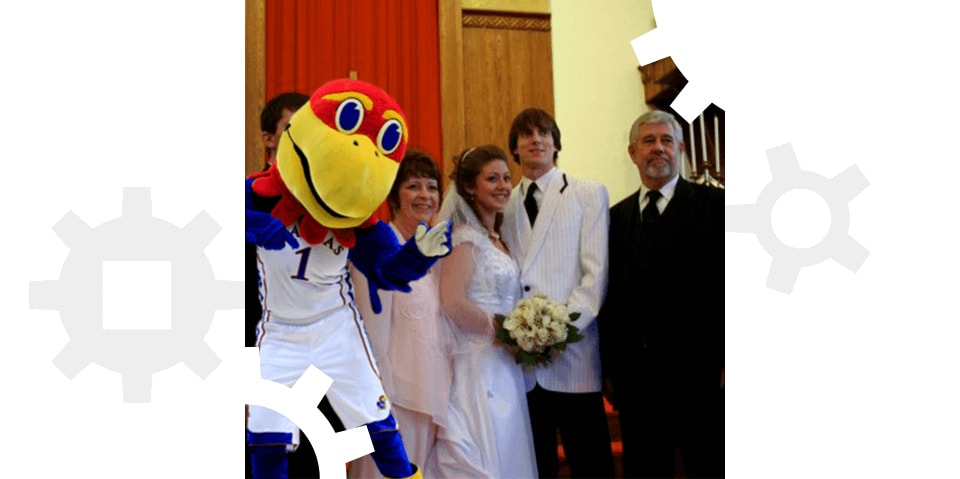 A Kansas Jayhawk at Penney Moore's wedding.