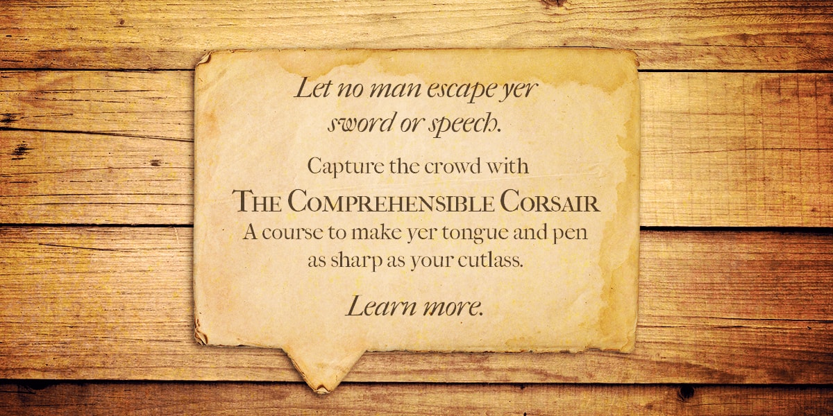 A clever and clearly written advertisement for a pirate communication course.