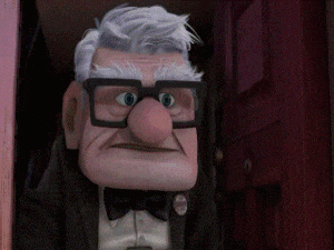 The old man from UP turning down his hearing aid.