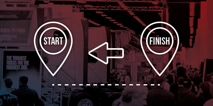 Graphic highlighting the importance of starting over finishing at the Mid-America Truck Show.