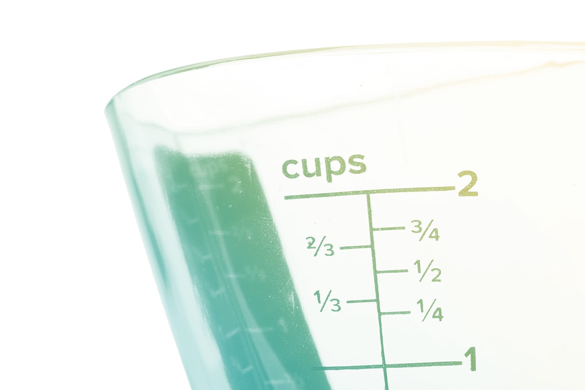 A measuring cup with cup units.